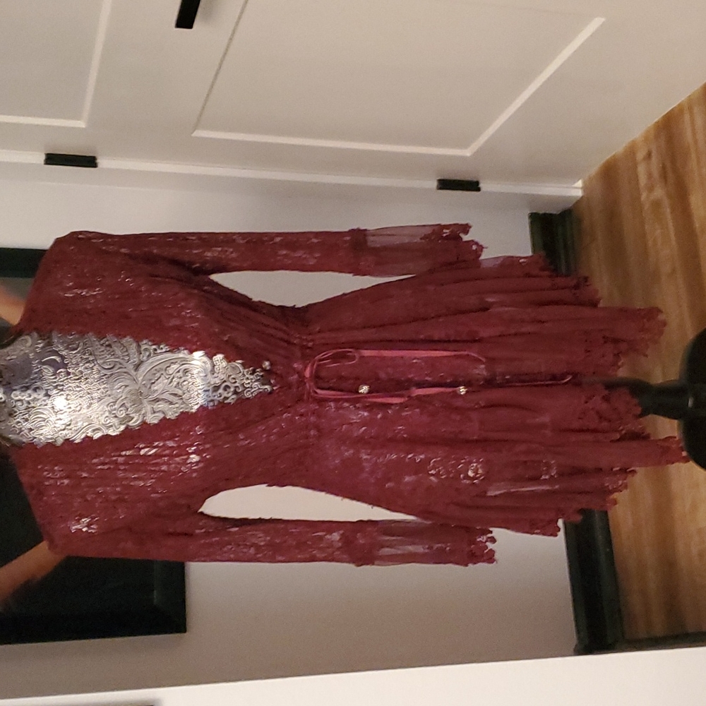 Burgundy Lace Top Sexy and fun..Wear over your favorite dress.